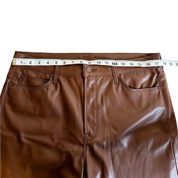 MOTHER Mid Rise Ankle Dazzler Brown Faux Leather Pants - Picture 9 of 10